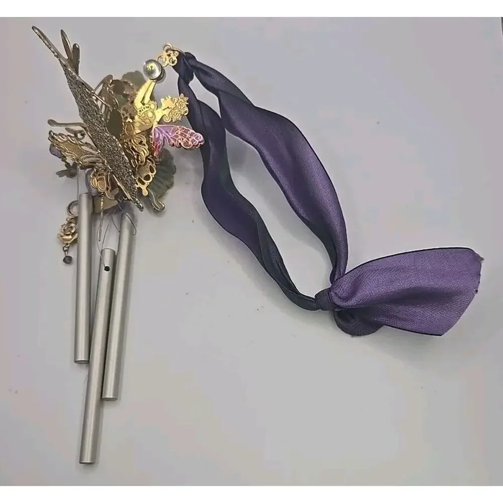 Kirks Folly Rhinestones Enamel Glitter Butterfly Fairy Wind Ornament Chime PB103